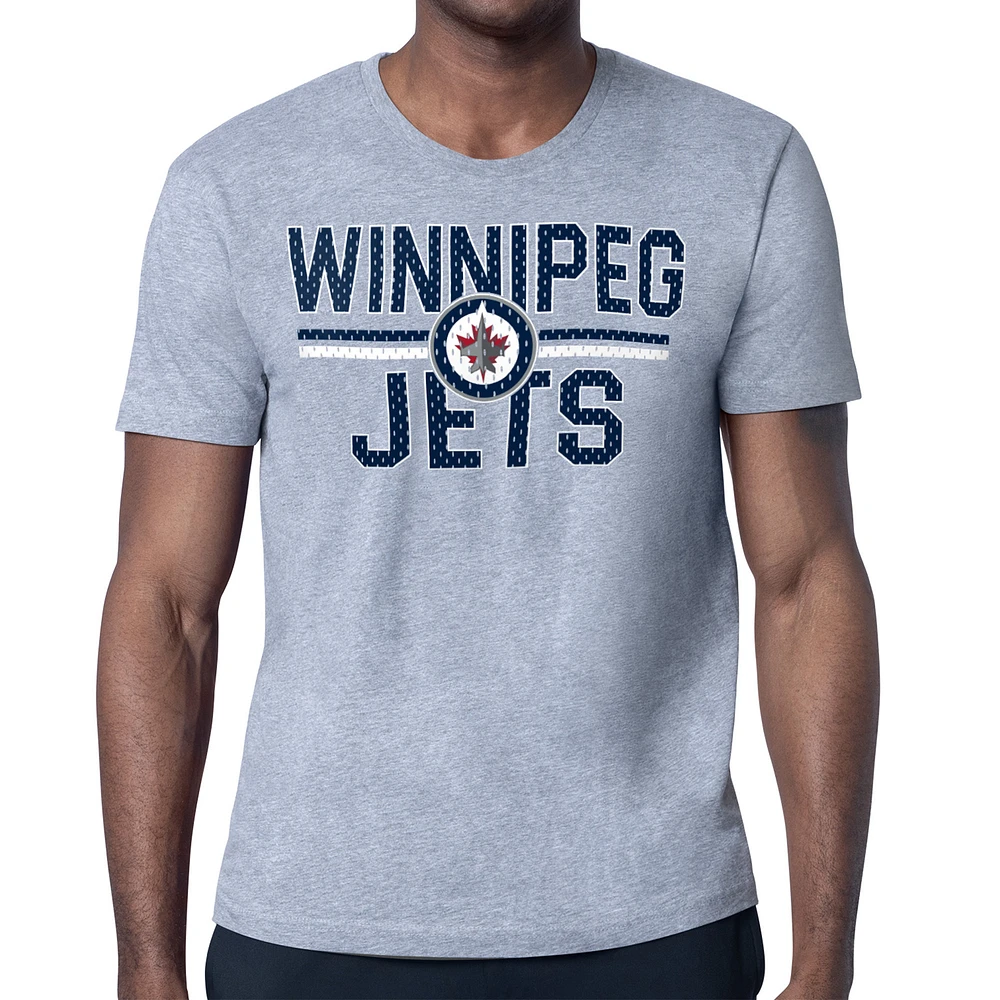 Men's Starter Heather Gray Winnipeg Jets Mesh Look Team Name T-Shirt
