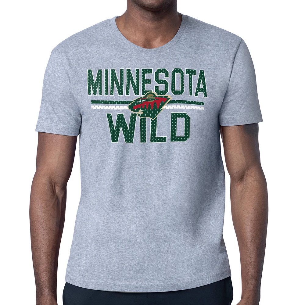 Men's Starter Heather Gray Minnesota Wild Mesh Look Team Name T-Shirt