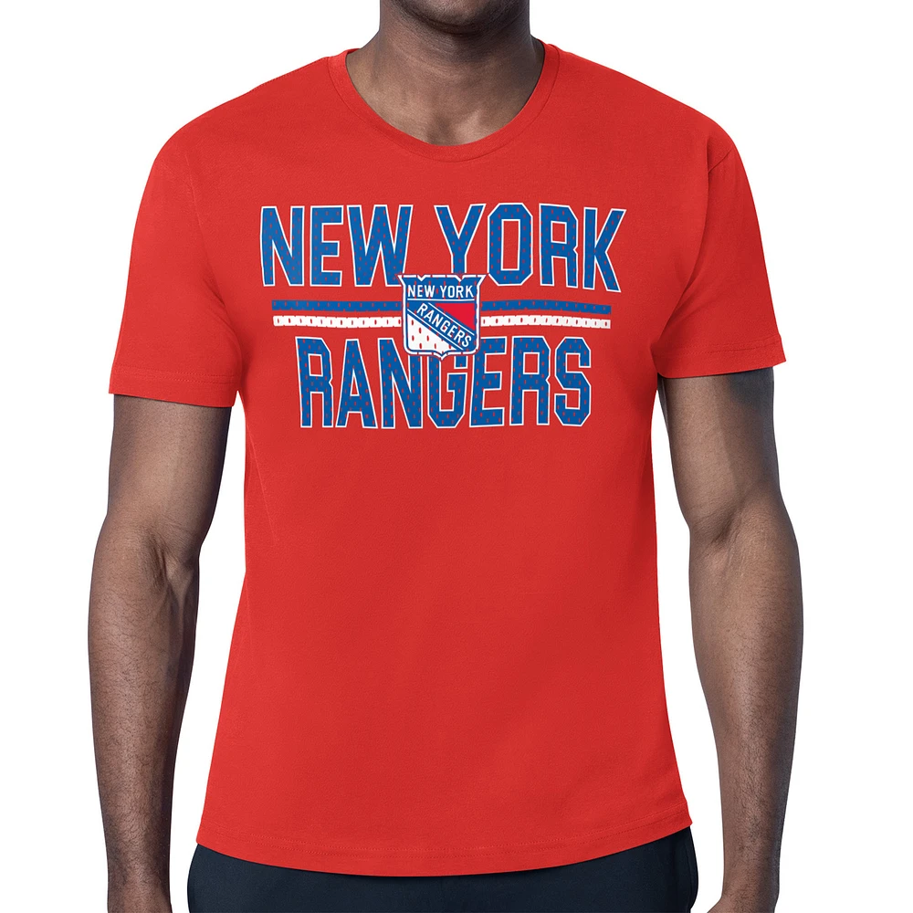 Men's Starter Red New York Rangers Mesh Look Team Name T-Shirt