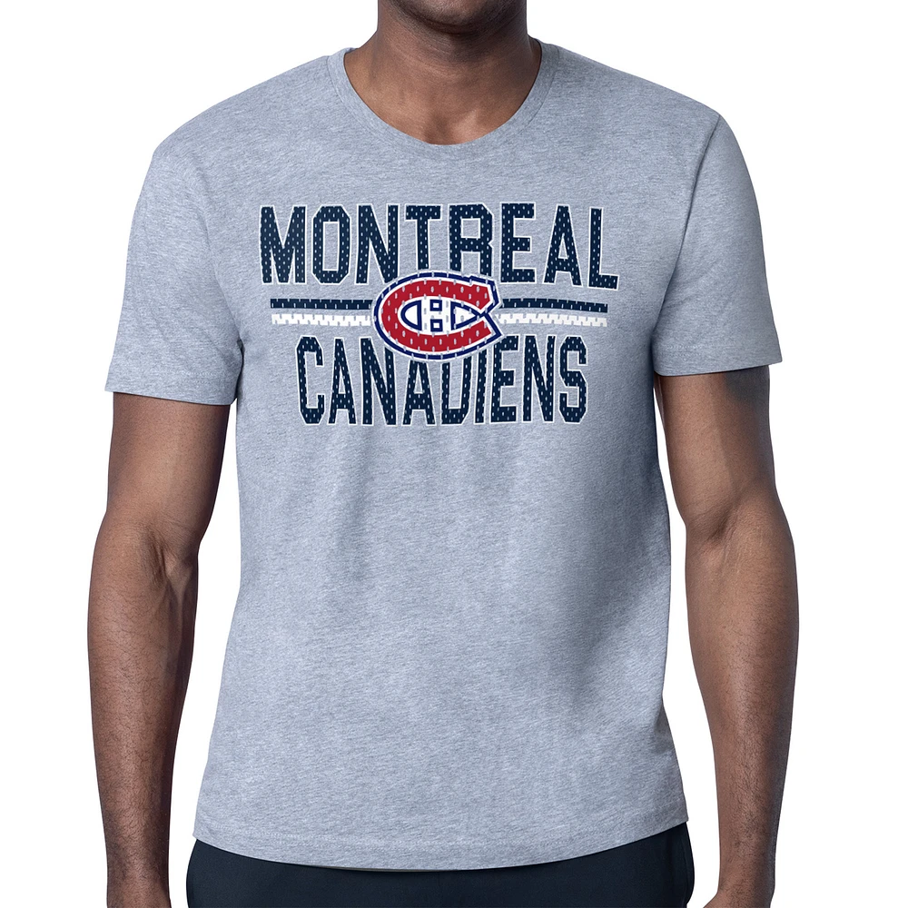 Men's Starter Heather Gray Montreal Canadiens Mesh Look Team Name T-Shirt