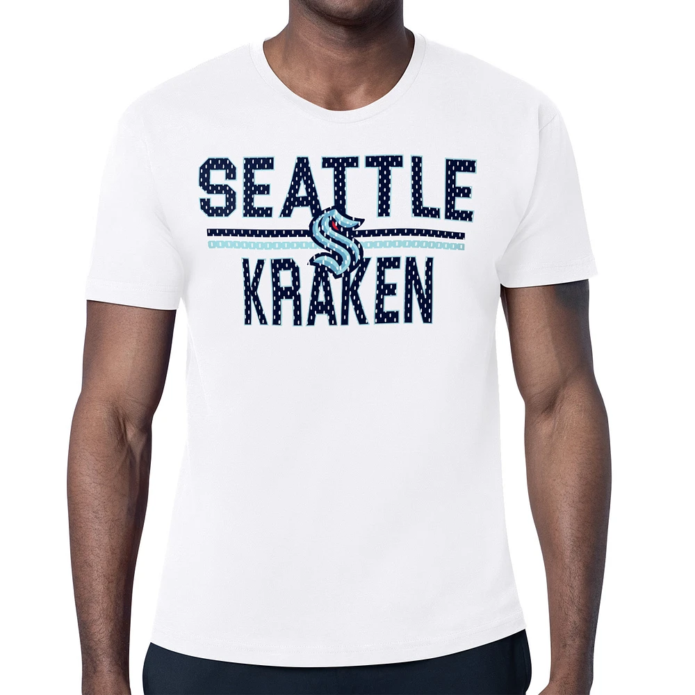 Men's Starter White Seattle Kraken Mesh Look Team Name T-Shirt