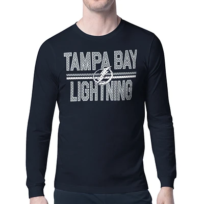 Men's Starter Navy Tampa Bay Lightning Mesh Look Team Name Long Sleeve T-Shirt