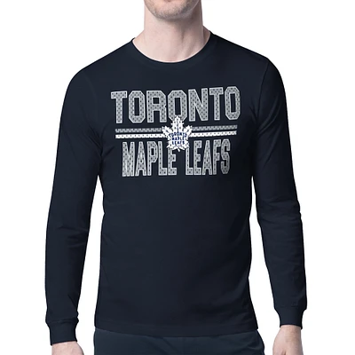 Men's Starter Navy Toronto Maple Leafs Mesh Look Team Name Long Sleeve T-Shirt