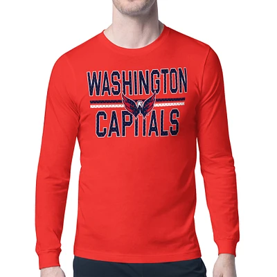Men's Starter Red Washington Capitals Mesh Look Team Name Long Sleeve T-Shirt