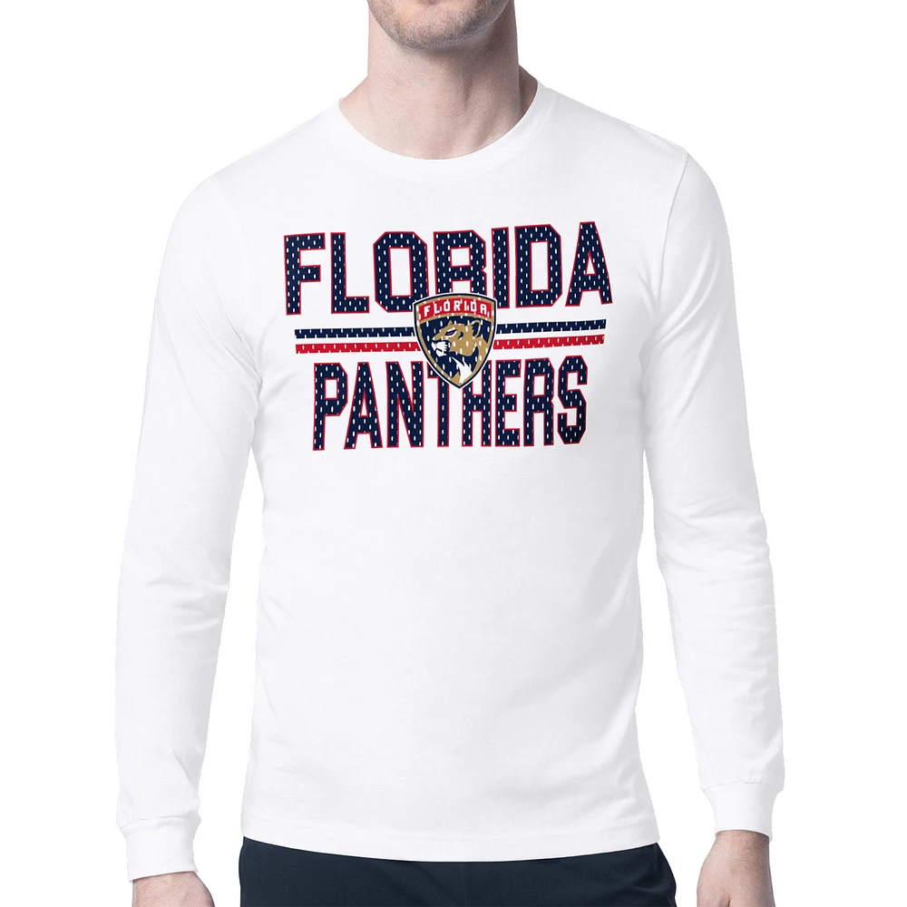 Men's Starter White Florida Panthers Team Wordmark & Logo Long Sleeve T-Shirt