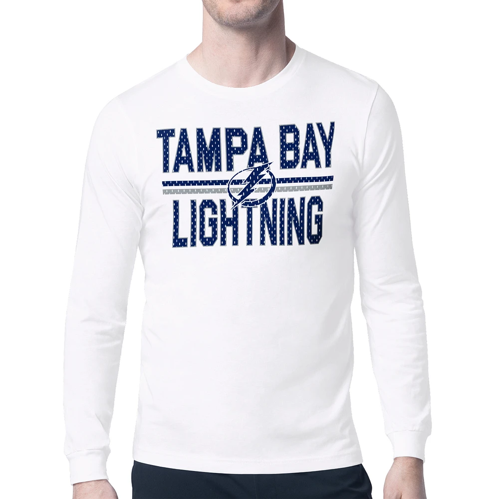 Men's Starter White Tampa Bay Lightning Mesh Look Team Name Long Sleeve T-Shirt