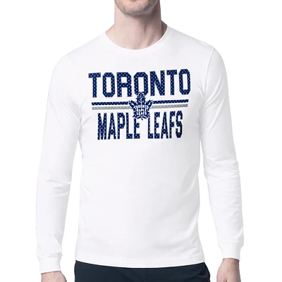 Men's Starter White Toronto Maple Leafs Mesh Look Team Name Long Sleeve T-Shirt