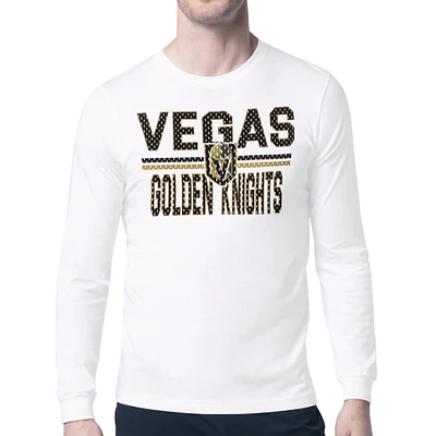 Men's Starter White Vegas Golden Knights Mesh Look Team Name Long Sleeve T-Shirt