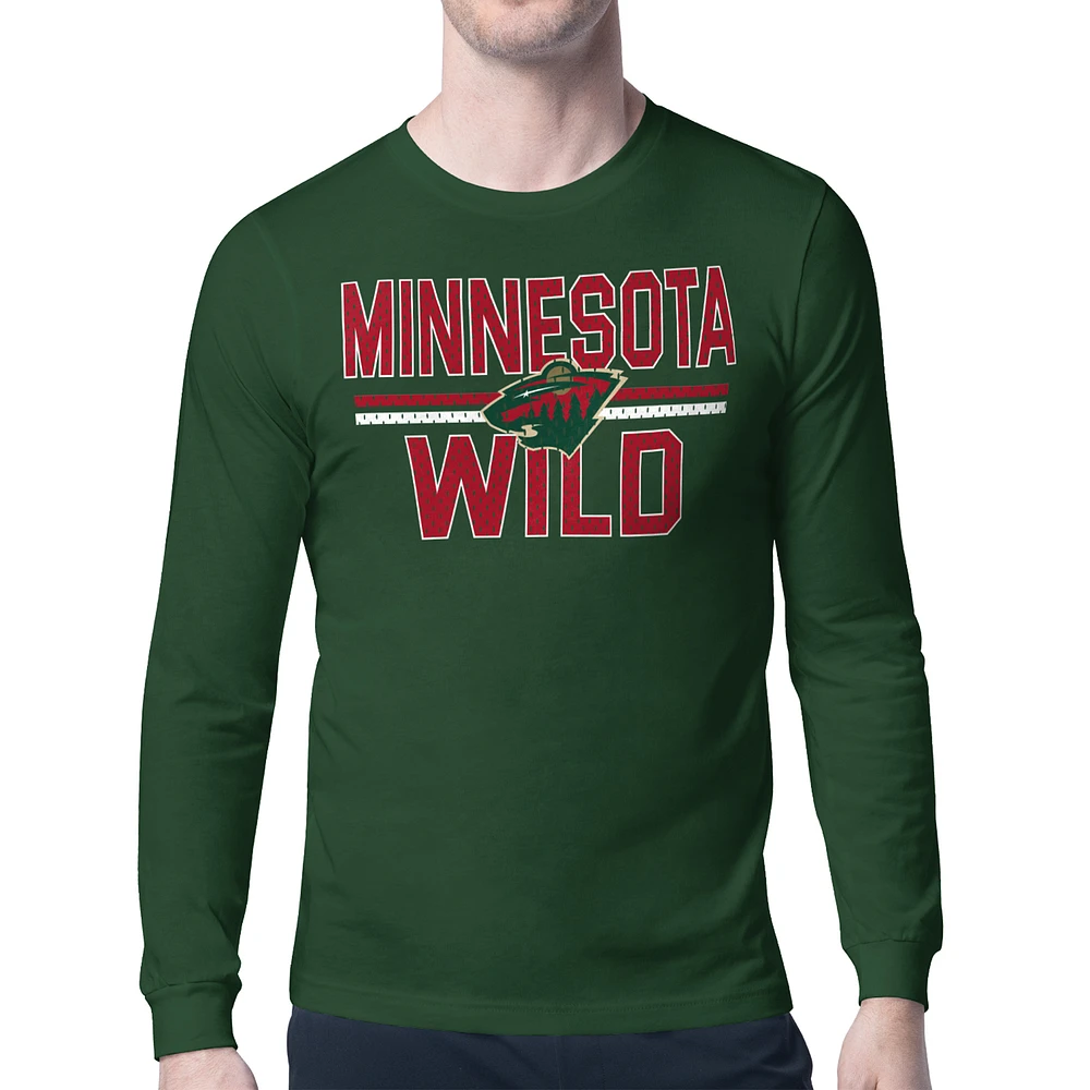 Men's Starter Minnesota Wild Mesh Look Team Name Long Sleeve T-Shirt