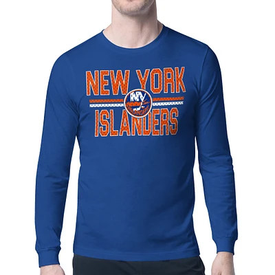 Men's Starter Royal New York Islanders Mesh Look Team Name Long Sleeve T-Shirt