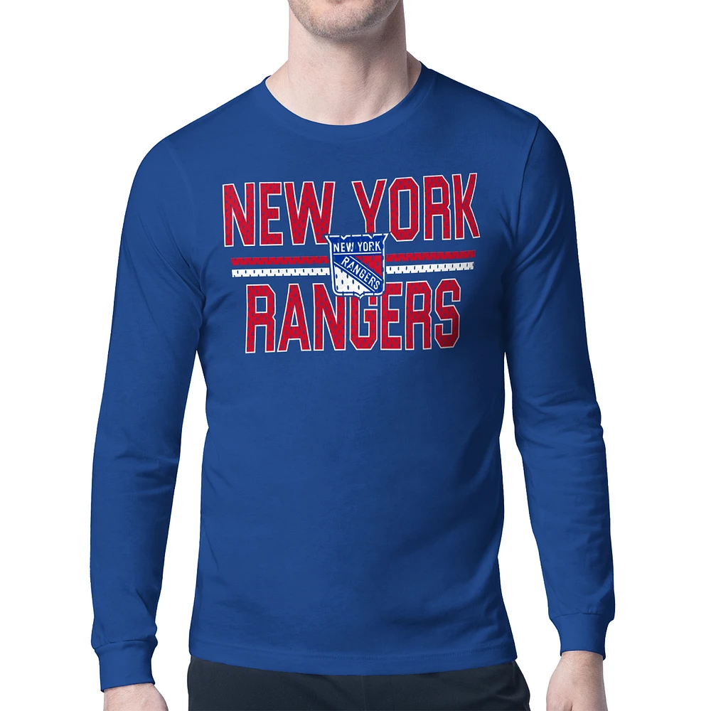 Men's Starter New York Rangers Mesh Look Team Name Long Sleeve T-Shirt
