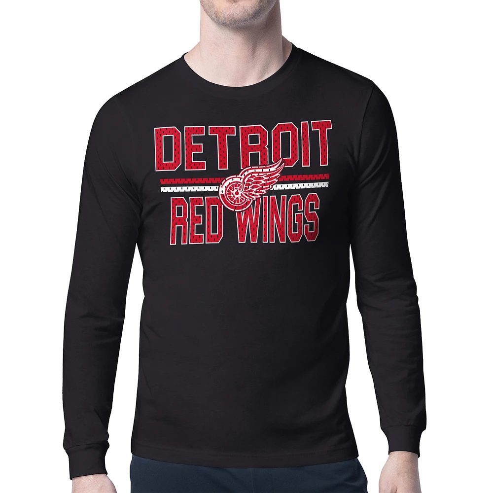 Men's Starter Detroit Red Wings Mesh Look Team Name Long Sleeve T-Shirt