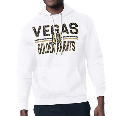 Men's Starter White Vegas Golden Knights Mesh Look Team Name Logo Tri-Blend Pullover Hoodie
