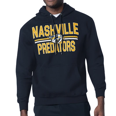 Men's Starter Navy Nashville Predators Mesh Look Team Name Logo Tri-Blend Pullover Hoodie