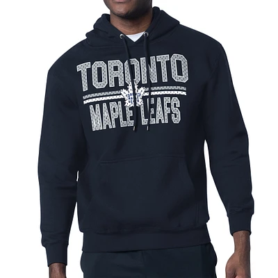 Men's Starter Navy Toronto Maple Leafs Mesh Look Team Name Logo Tri-Blend Pullover Hoodie