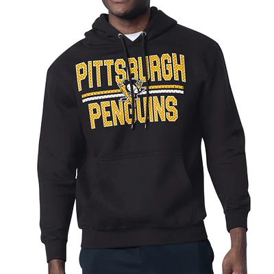 Men's Starter Pittsburgh Penguins Mesh Look Team Name Logo Tri-Blend Pullover Hoodie