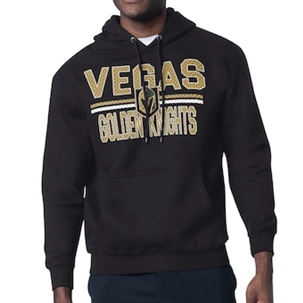 Men's Starter Black Vegas Golden Knights Mesh Look Team Name Logo Tri-Blend Pullover Hoodie