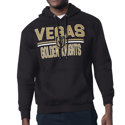 Men's Starter Black Vegas Golden Knights Mesh Look Team Name Logo Tri-Blend Pullover Hoodie