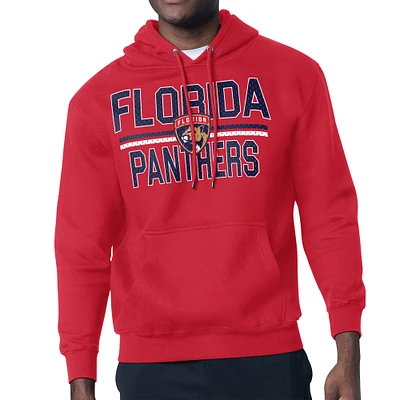 Men's Starter Red Florida Panthers Mesh Look Team Name Logo Tri-Blend Pullover Hoodie