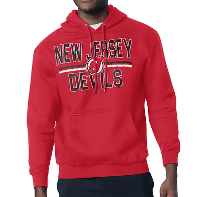 Men's Starter New Jersey Devils Mesh Look Team Name Logo Tri-Blend Pullover Hoodie