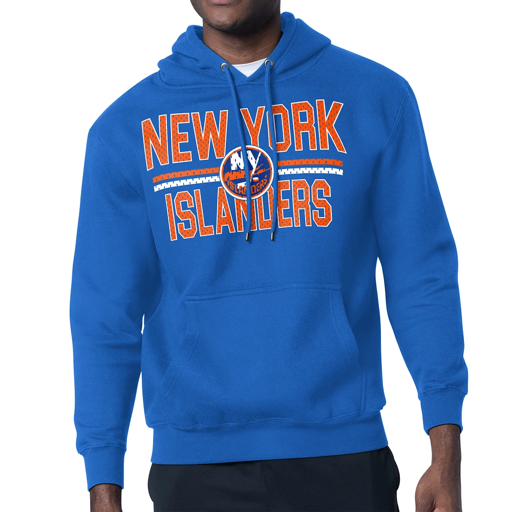 Men's Starter Royal New York Islanders Mesh Look Team Name Logo Tri-Blend Pullover Hoodie
