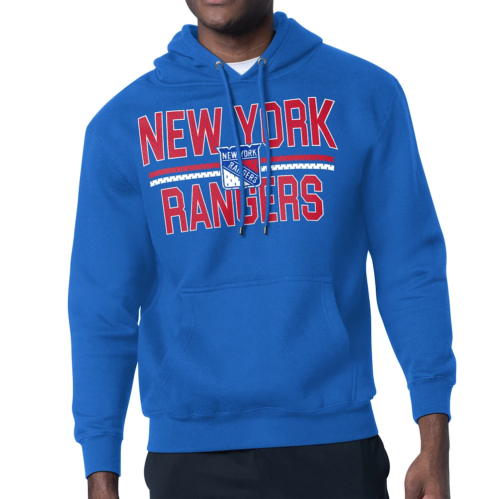 Men's Starter New York Rangers Mesh Look Team Name Logo Tri-Blend Pullover Hoodie