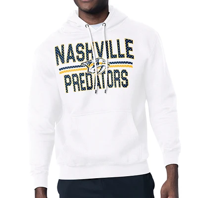 Men's Starter White Nashville Predators Mesh Look Team Name Logo Tri-Blend Pullover Hoodie