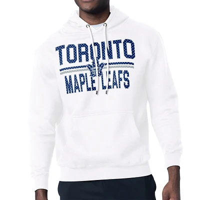 Men's Starter White Toronto Maple Leafs Mesh Look Team Name Logo Tri-Blend Pullover Hoodie