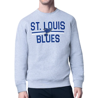 Men's Starter Heather Gray St. Louis Blues Mesh Look Team Name Logo Pullover Sweatshirt