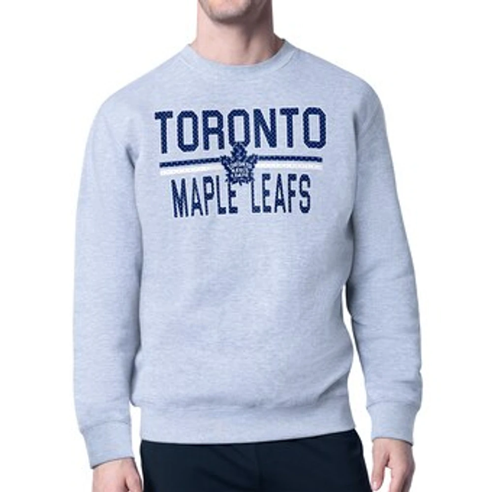 Men's Starter Heather Gray Toronto Maple Leafs Mesh Look Team Name Logo Pullover Sweatshirt
