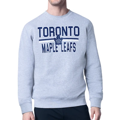 Men's Starter Heather Gray Toronto Maple Leafs Mesh Look Team Name Logo Pullover Sweatshirt