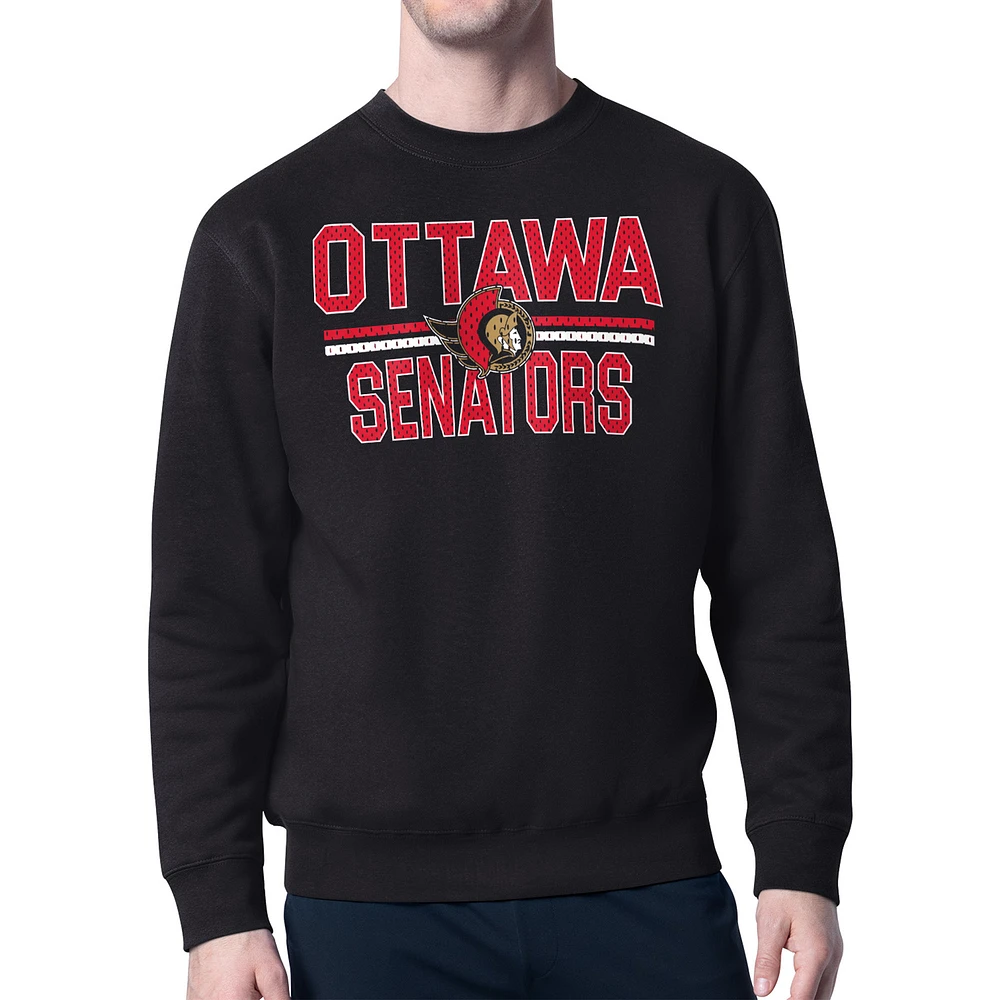 Men's Starter Ottawa Senators Mesh Look Team Name Logo Pullover Sweatshirt