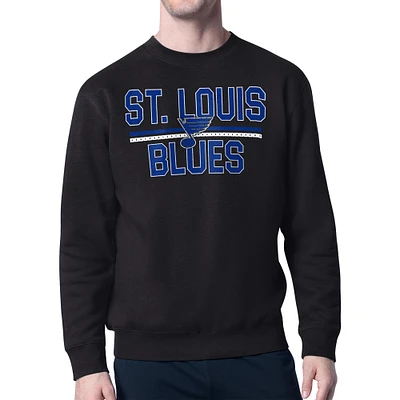 Men's Starter Black St. Louis Blues Mesh Look Team Name Logo Pullover Sweatshirt