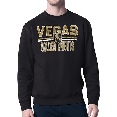 Men's Starter Black Vegas Golden Knights Mesh Look Team Name Logo Pullover Sweatshirt