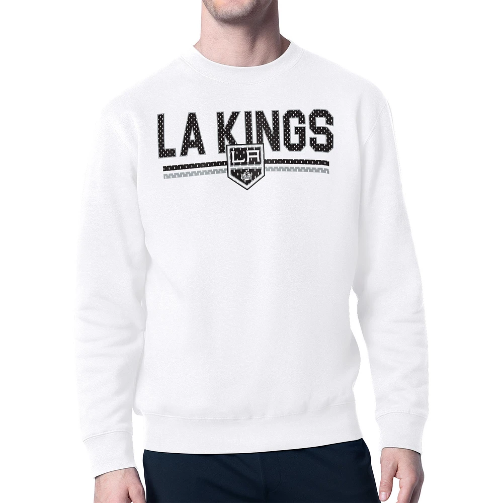Men's Starter White Los Angeles Kings Mesh Look Team Name Logo Pullover Sweatshirt