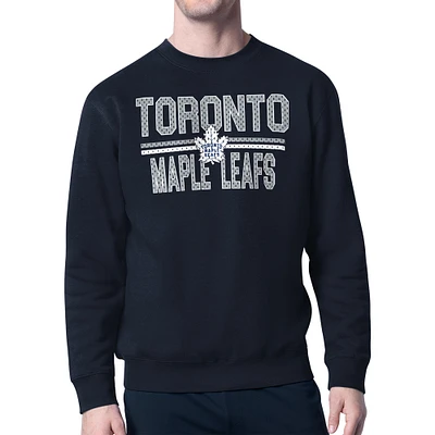 Men's Starter Navy Toronto Maple Leafs Mesh Look Team Name Logo Pullover Sweatshirt