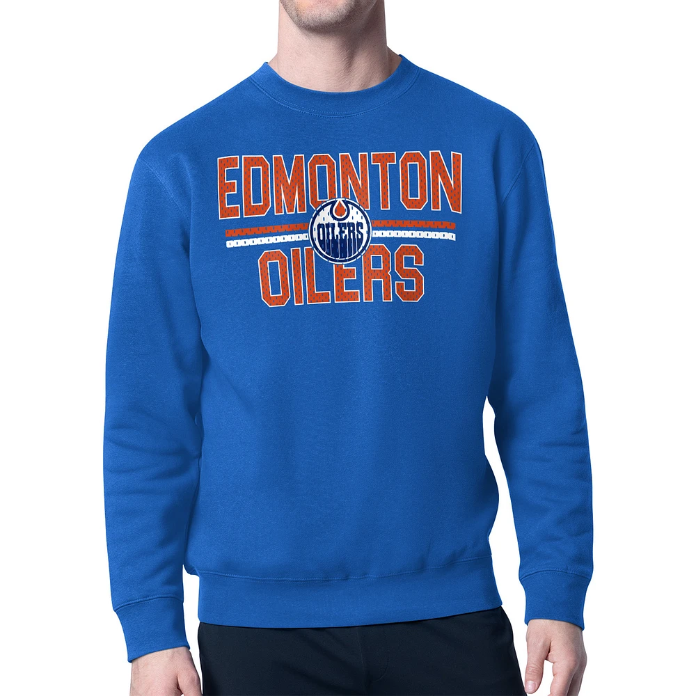 Men's Starter Edmonton Oilers Mesh Look Team Name Logo Pullover Sweatshirt