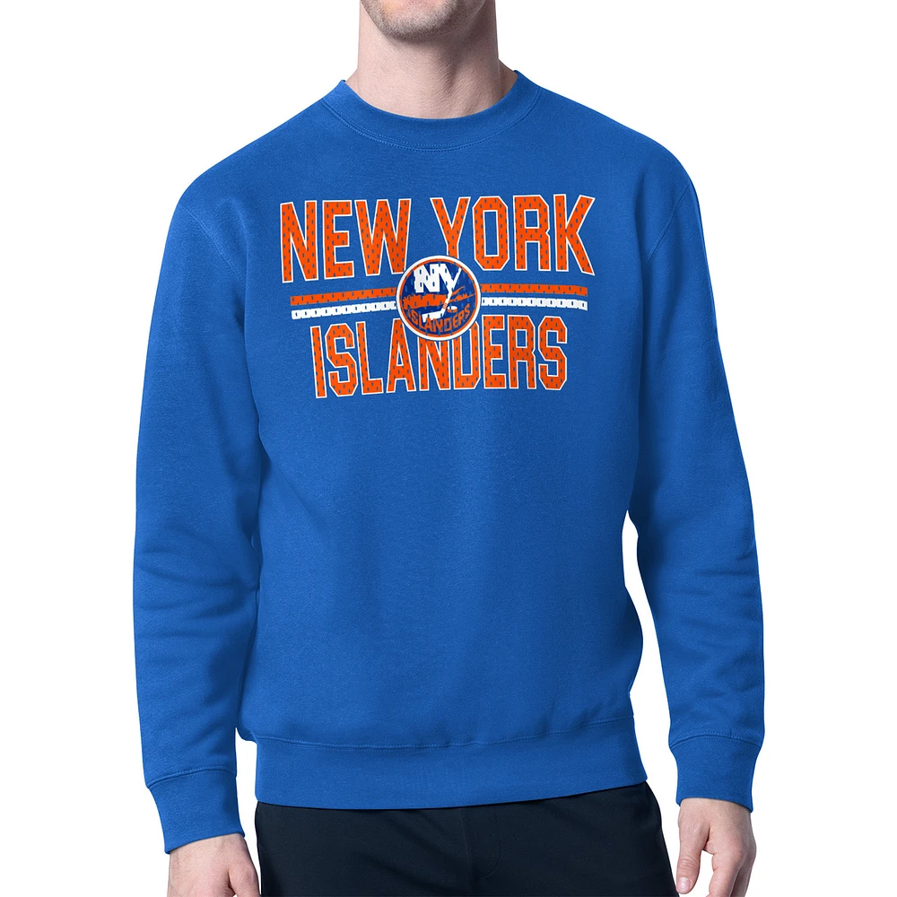 Men's Starter New York Islanders Mesh Look Team Name Logo Pullover Sweatshirt