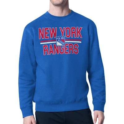 Men's Starter New York Rangers Mesh Look Team Name Logo Pullover Sweatshirt