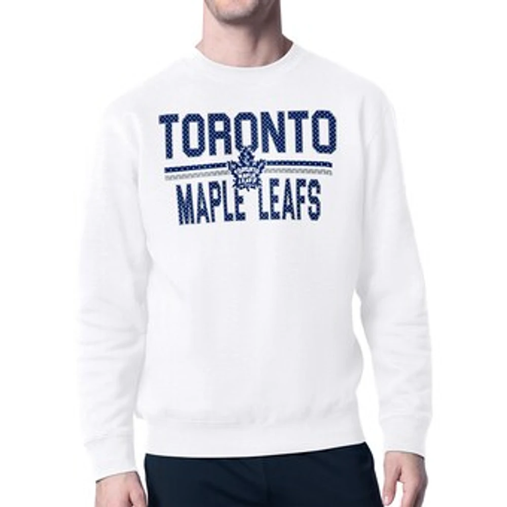 Men's Starter White Toronto Maple Leafs Mesh Look Team Name Logo Pullover Sweatshirt