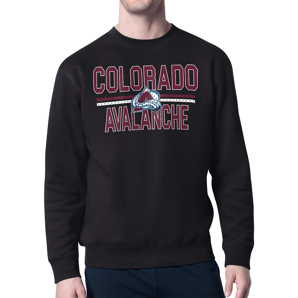 Men's Starter Colorado Avalanche Mesh Look Team Name Logo Pullover Sweatshirt