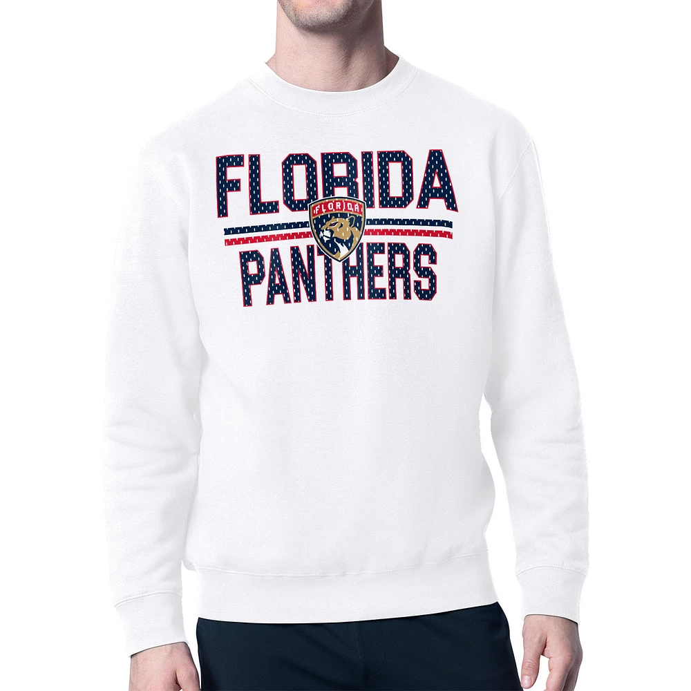 Men's Starter White Florida Panthers Team Wordmark & Logo Pullover Sweatshirt
