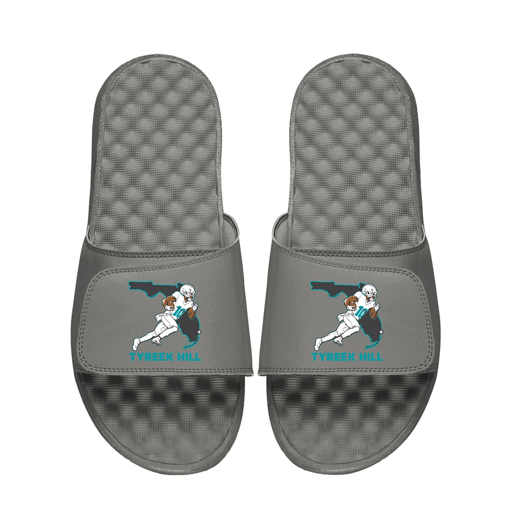 Youth ISlide Tyreek Hill Gray NFLPA Player State Outline Slide Sandals