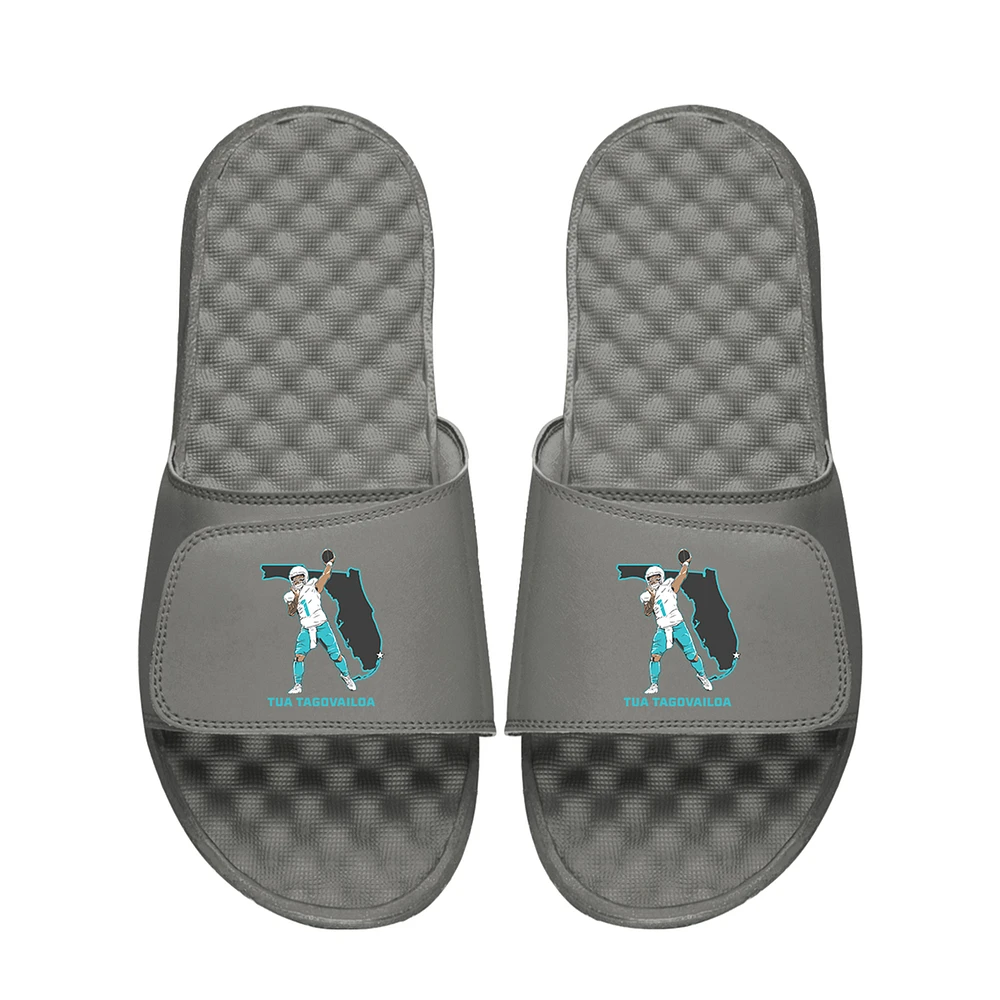 Unisex ISlide Tua Tagovailoa Gray NFLPA Player State Outline Slide Sandals