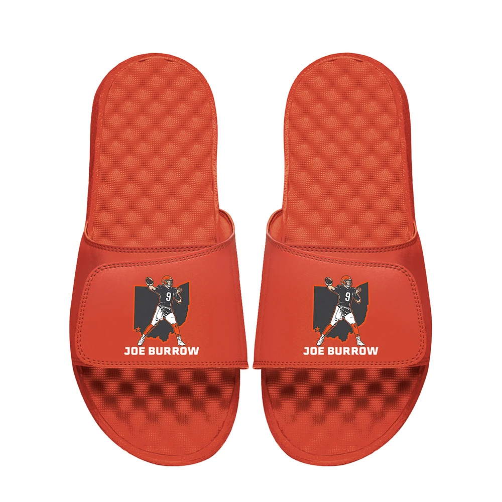 Unisex ISlide Joe Burrow Orange NFLPA Player State Outline Slide Sandals