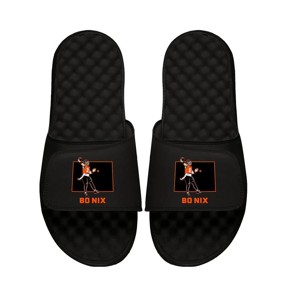 Unisex ISlide Bo Nix Black NFLPA Player State Outline Slide Sandals