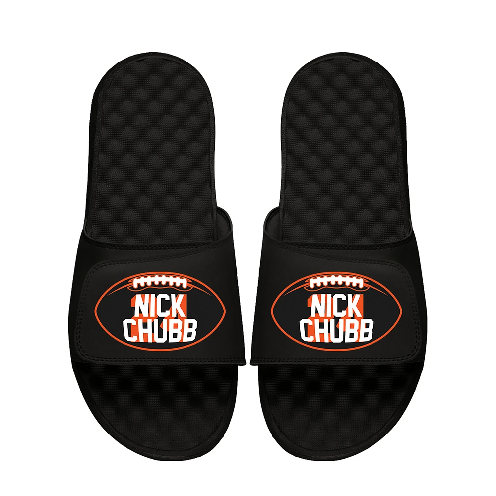 Youth ISlide Nick Chubb Black NFLPA Football Logo Slide Sandals