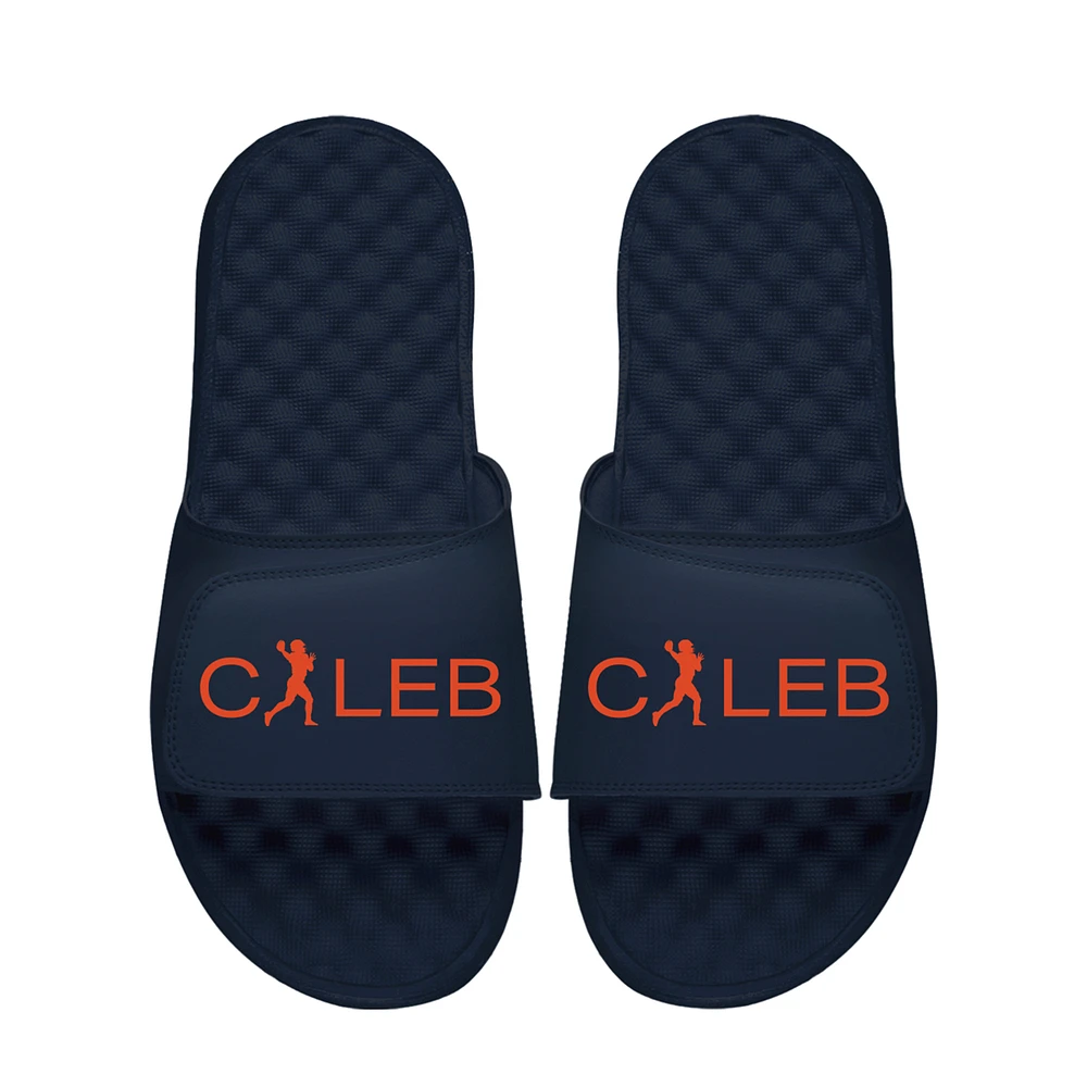 Youth ISlide Caleb Williams Navy NFLPA Player Wordmark Slide Sandals