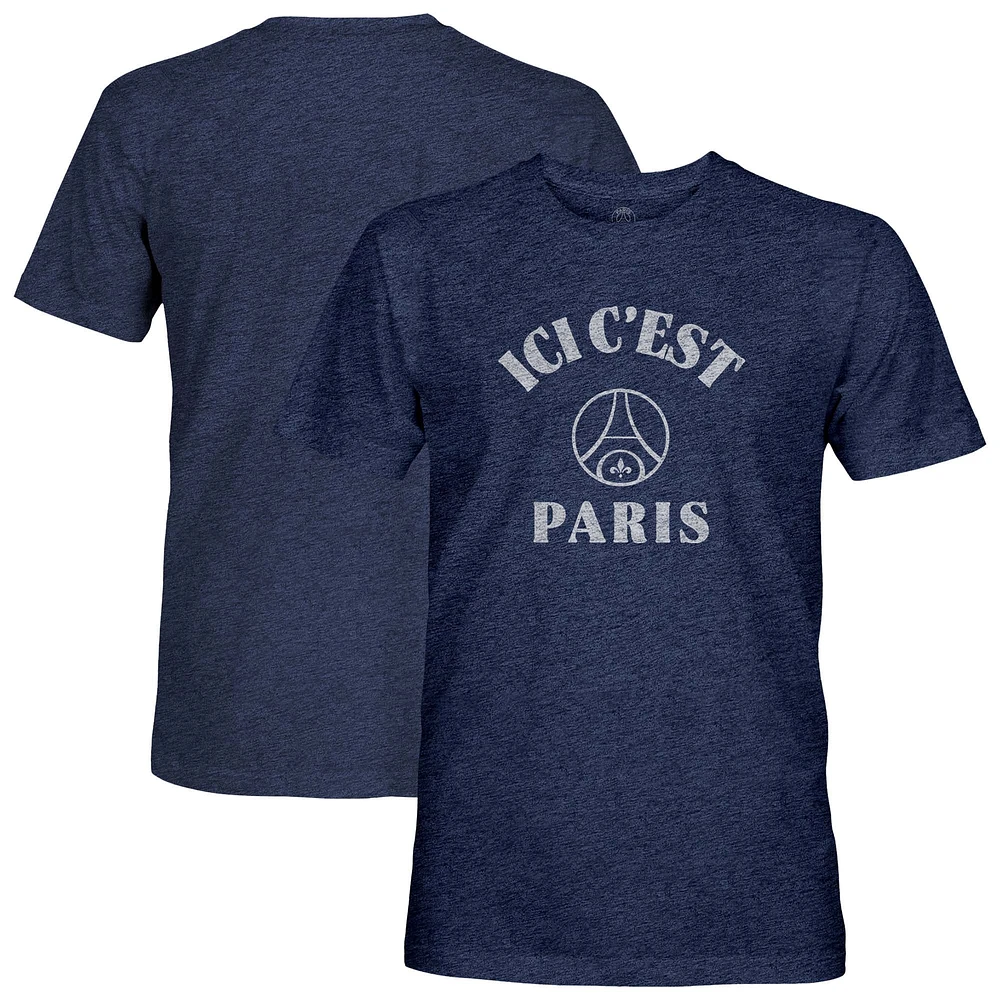 Men's 1863FC Navy Paris Saint-Germain Team Arch Vintage Tri-Blend T-Shirt