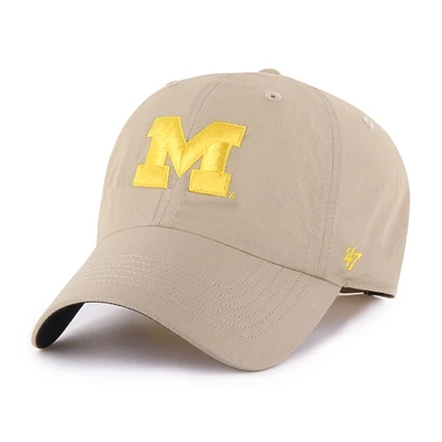 Men's '47 Khaki Michigan Wolverines Clean Up brrr° Adjustable Hat